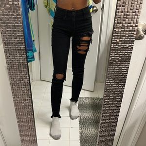 American Eagle Ripped Black Skinny Jeans